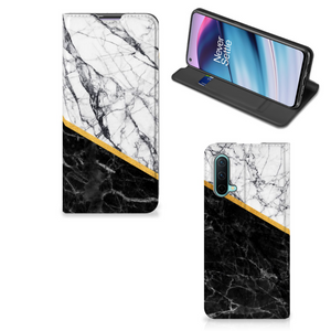 OnePlus Nord CE 5G Standcase Marmer Wit Zwart - Origineel Cadeau Man