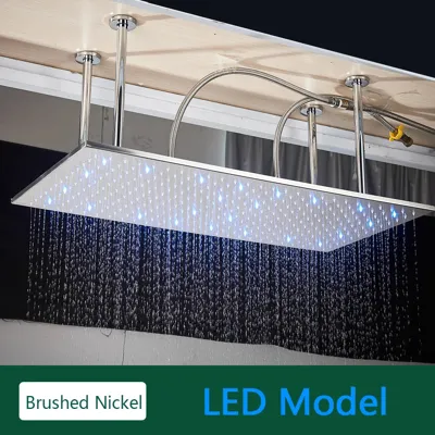 LED Regendouchekop met Temperatuurgevoelige Kleuren - Plafondmontage | 4 Installatiearmen | Vierkant | Chroom / Zwart / Geborsteld Nikkel