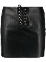 ROTATE BIRGER CHRISTENSEN Textured lace-up miniskirt - Noir - thumbnail