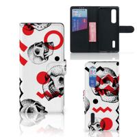 Telefoonhoesje met Naam OPPO Find X2 Pro Skull Red | Portemonnee hoesje