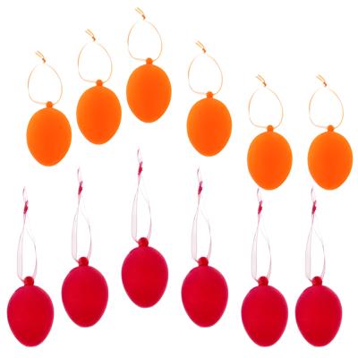 Paaseieren hangdecoratie - oranje en rood - 12x stuks - 4 x 6 cm - Paasversiering Paaseieren hangdecoratie - oranje en rood - 12x stuks - 4 x 6 cm - Paasversiering