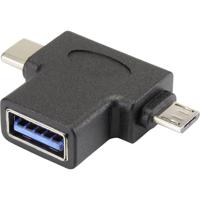 Renkforce USB 3.2 Gen 1 (USB 3.0) Adapter [1x USB-C stekker, Micro-USB 2.0 B stekker - 1x USB 3.2 Gen 2 bus A (USB 3.1)] Met OTG-functie, Vergulde