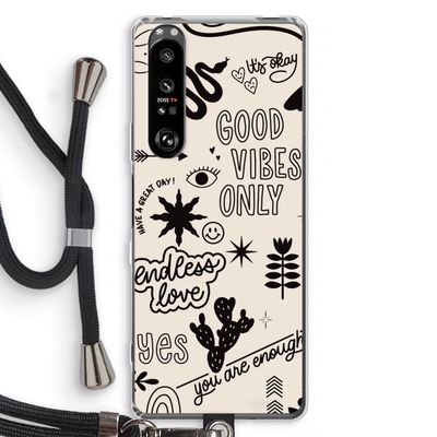 Good vibes: Sony Xperia 1 III Transparant Hoesje met koord