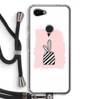 Zwart-wit cactus: Pixel 3a Transparant Hoesje met koord