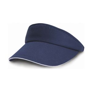 Zonneklep sport navy blauw/wit voor volwassenen