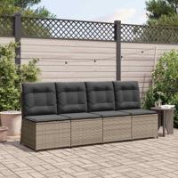Tuinbank met kussen Grijs poly rattan