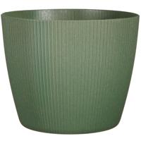 Plantenpot - kunststof - donkergroen - ribbels - 30x30cm - thumbnail