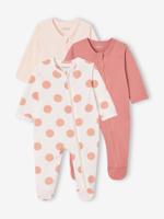 Set van 3 pyjama's van jersey met rits BASICS rouge