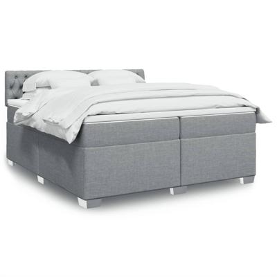 Boxspring met matras stof lichtgrijs 200x200 cm