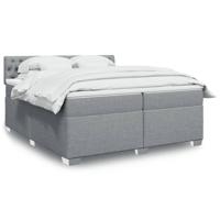Boxspring met matras stof lichtgrijs 200x200 cm