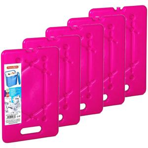 Koelelementen 200 gram - 5x - 11 x 16 x 1.5 cm - roze - voor koelbox en koeltas