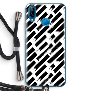 Zwarte vegen: Huawei P20 Lite Transparant Hoesje met koord