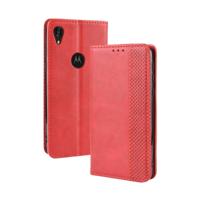 Magnetische Buckle retro Crazy Horse textuur horizontale Flip lederen case voor Motorola Moto E6 met houder & kaartsleuven & fotolijstjes (rood)