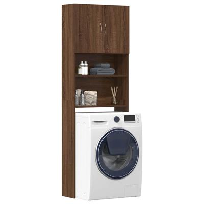 Wasmachinekast 64x24x190 cm bewerkt hout bruin eikenkleurig
