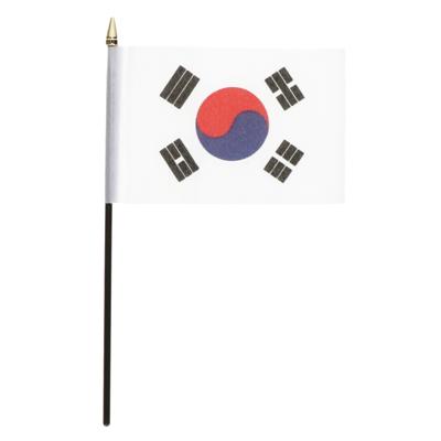 Zuid Korea - mini vlaggetje van 10 x 15 cm op stokje - Landen vlag - H27 cm
