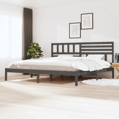 Bedframe massief grenenhout grijs 200x200 cm