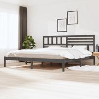 Bedframe massief grenenhout grijs 200x200 cm