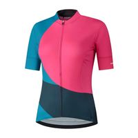 Fietsshirt - Shimano Wielershirt Sumire - L - Dames - Roze / Blauw