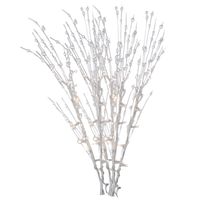 3x stuks witte glitter kunstbloemen kunsttak 76 cm met LED verlichting