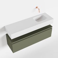 Toiletmeubel Mondiaz Andor | 100 cm | Meubelkleur Army | Lex vrijhangend wastafel Talc Rechts | Zonder kraangat