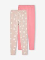 Set van 2 Basics meisjesleggings roze (poederkleur)