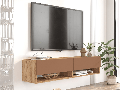 Tv-meubel FRULINO 140 cm 2 klapdeuren atlantische pijnboom/roest