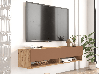 Tv-meubel FRULINO 140 cm 2 klapdeuren atlantische pijnboom/roest