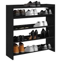VidaXL Schoenenrek 80x25x81 cm bewerkt hout zwart