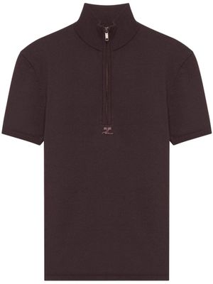 Courrèges t-shirt à logo appliqué - Marron