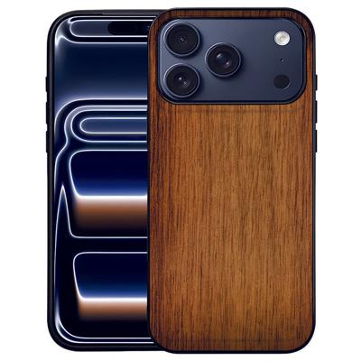 Donker Hout Apple iPhone 17 Pro Max TPU Hoesje Met Natuurlijke Houttint Bescherming