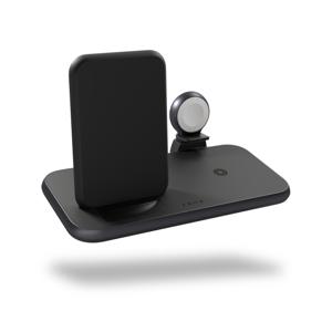 ZENS Aluminium Series 4 in 1 Stand Wireless Charger + Watch ZEDC15B/00 Inductielader Uitgangen Qi-standaard, USB-A Zwart