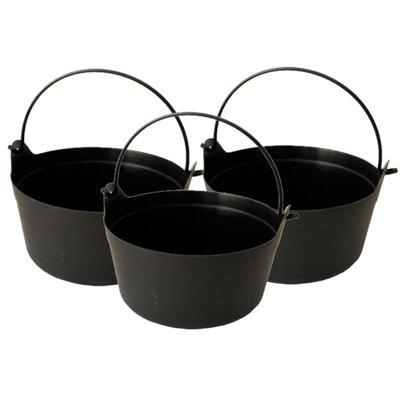 Decoratie heksenketel/kookpot - Set van 3x stuks - zwart - 12 x 25 cm - Halloween versiering/decorat