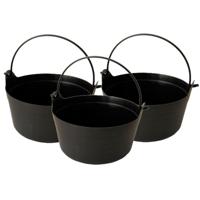 Decoratie heksenketel/kookpot - Set van 3x stuks - zwart - 12 x 25 cm - Halloween versiering/decorat