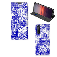 Mobiel BookCase Sony Xperia 5 II Angel Skull Blauw