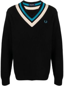 Fred Perry pull en maille nervurée à logo brodé - Noir