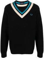 Fred Perry pull en maille nervurée à logo brodé - Noir - thumbnail