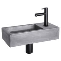 Differnz Ravo fonteinset beton donkergrijs - kraan recht - 38.5 x 18.5 x 9 cm - mat zwart