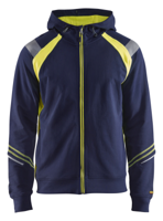 Blåkläder Hooded Sweatshirt hele rits Visible 34331158 | Marine/High-Vis Geel | Maat M - 7330509595718 Blåkläder Hooded Sweatshirt hele rits Visible 34331158 | Marine/High-Vis Geel | Maat M - 7330509595718