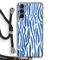 Blauwe nerven: Samsung Galaxy S21 Transparant Hoesje met koord
