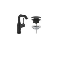 Grohe Essence 1-gats Wastafelkraan - m-size - hoog - afvoergarnituur - push up - phantom black SW901443/SW901517 Grohe Essence 1-gats Wastafelkraan - m-size - hoog - afvoergarnituur - push up - phantom black SW901443/SW901517