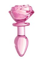 Glass Small Anal Plug - Pink Rose