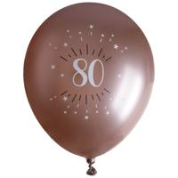 Santex verjaardag leeftijd ballonnen 80 jaar - 6x stuks - rosegoud - 30 cmÂ - Feestartikelen   -