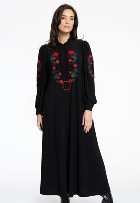 Yoek Jurk lang geborduurd | Zwart | Maat 58/60