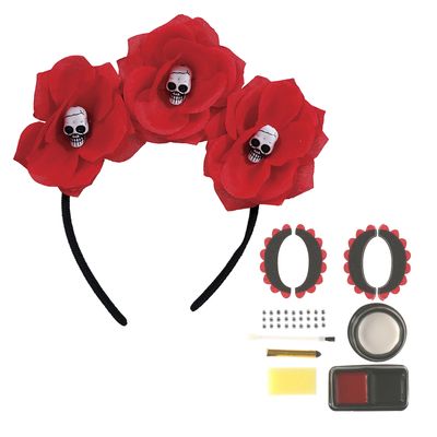 Verkleed setje Day of the Dead - sugar skull schmink en diadeem - Halloween/Carnaval accessoires