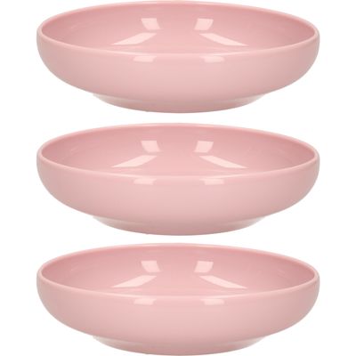 Kommetje/schaaltje - 6x - Dessert/ontbijt - Kunststof - D16 x 4 cm - pastel roze