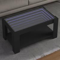 Salontafel met LED 93x53x45 cm bewerkt hout zwart