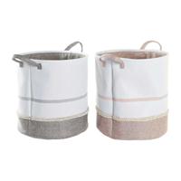 Wasmand DKD Home Decor Grijs Roze Polyester (39 x 39 x 41 cm) (2 Stuks)