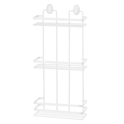 Doucherekje met haakjes - rechthoek - 3-laags - wit - H50 cm - metaal