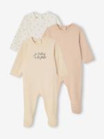 Set van 3 pyjama's baby van biologisch katoen beige