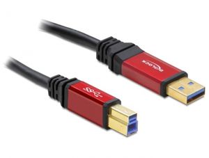 Delock USB-kabel USB 3.2 Gen1 (USB 3.0 / USB 3.1 Gen1) USB-A stekker, USB-B stekker 5.00 m Rood, Zwart Vergulde steekcontacten, UL gecertificeerd 82759